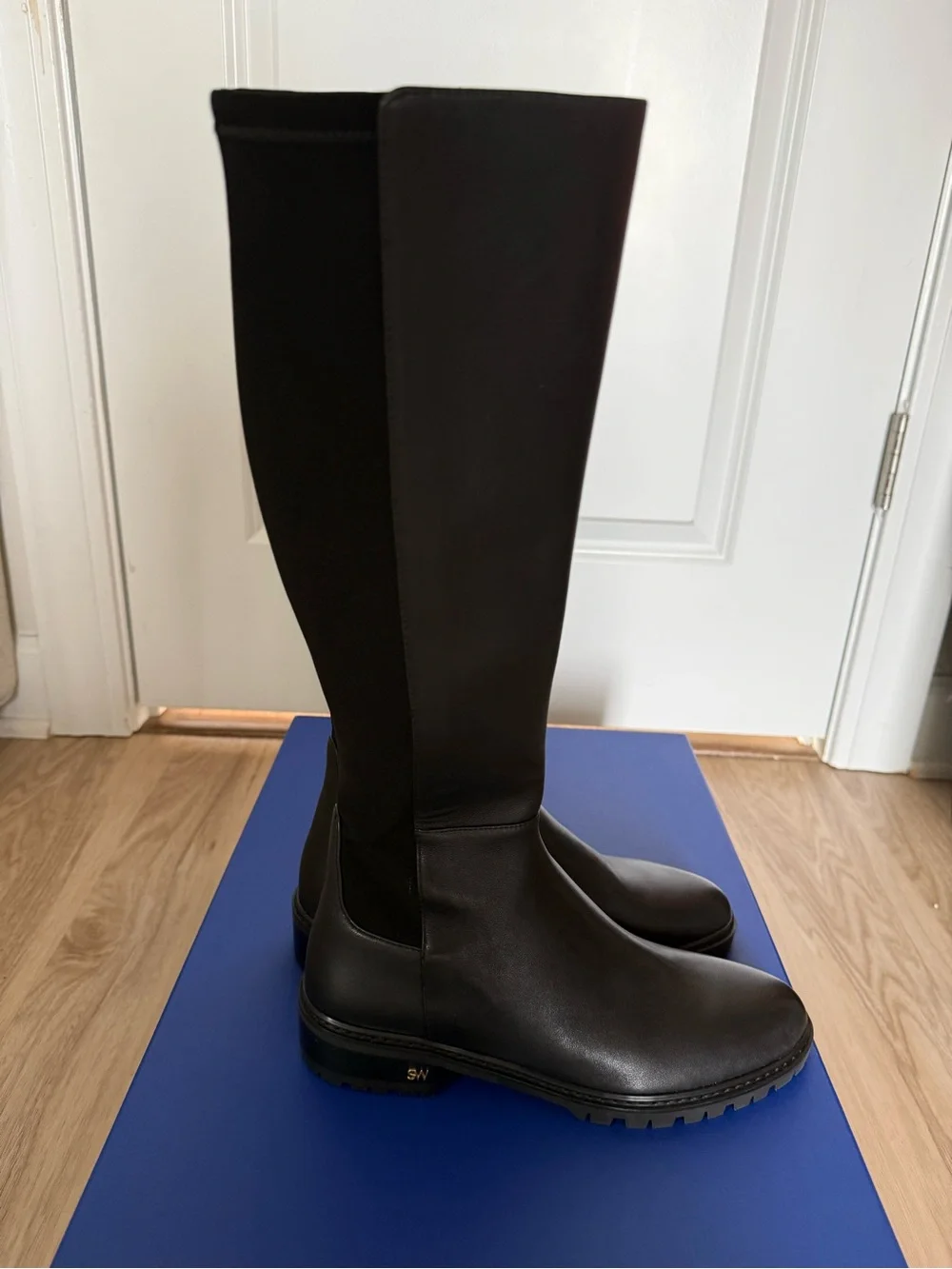 Stuart Weitzman Black City Knee High Leather Boots